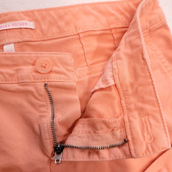 Victoria's Secret Button Zip Light Wash Chino Short Shorts Womens Size 4 Orange - Picture 5 of 10